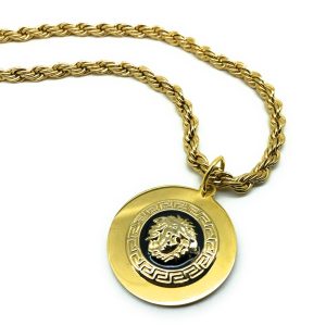 Collana in acciaio dorato con medusa VRS4