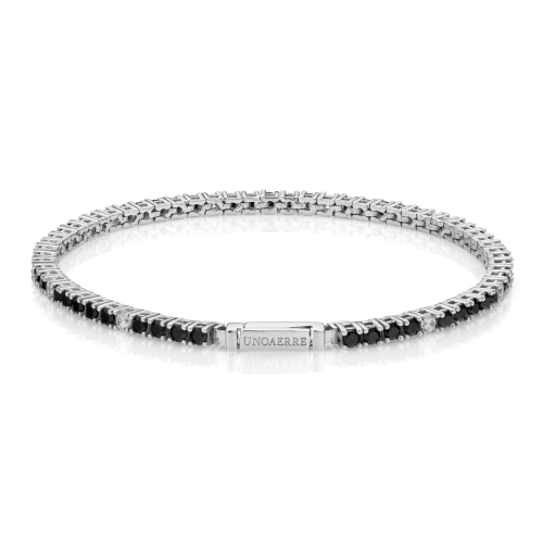 Bracciale Tennis Unoaerre Argento 925 Bicolore | Riviera Zirconi Neri e Bianchi | Gioiello Elegante Made in Italy