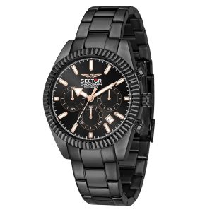 Orologio Uomo Sector No Limits Cronografo Total Black Acciaio Nero Dettagli Oro Rosa
