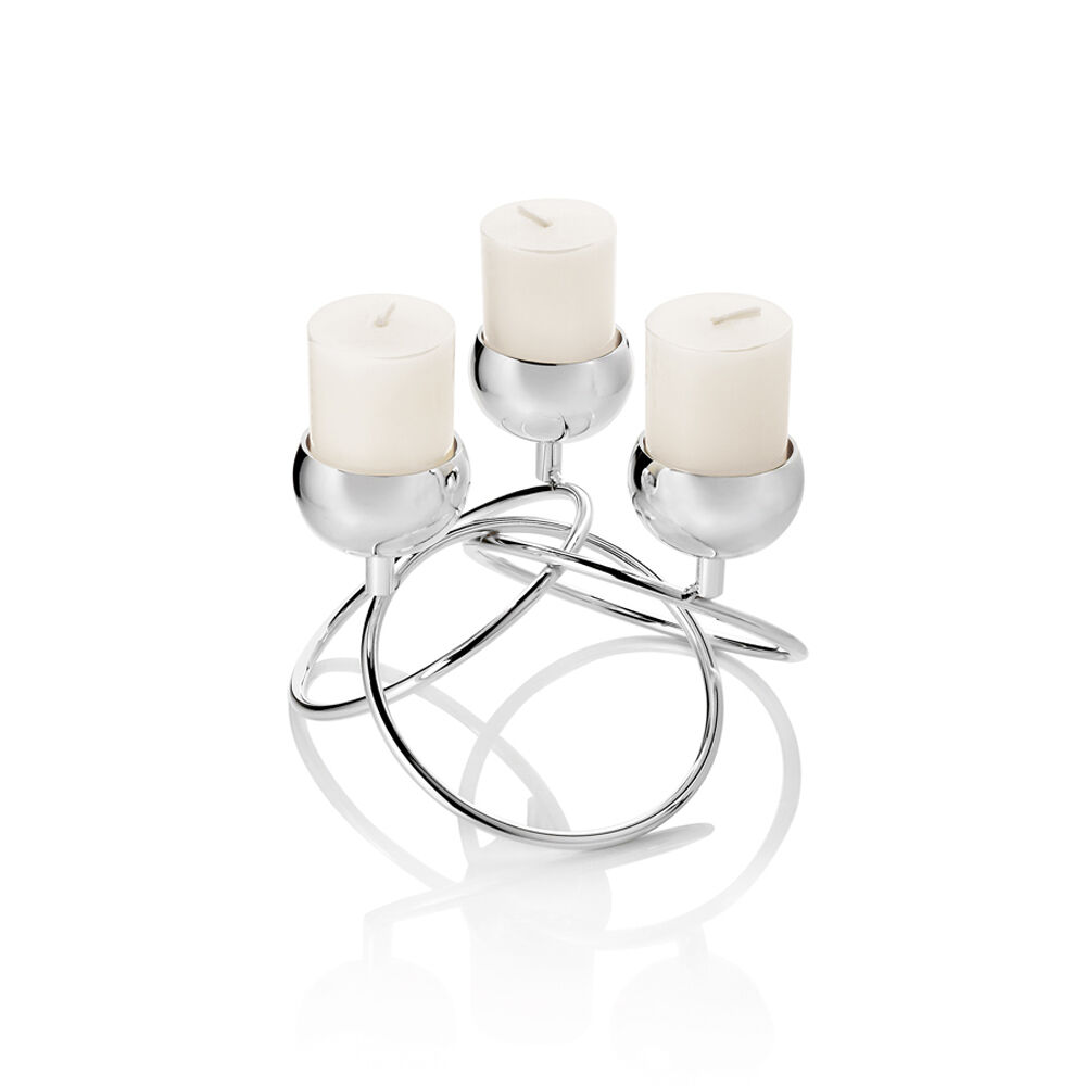 Candeliere 3 fiamme Design Moderno in Metallo Cromato Scultoreo