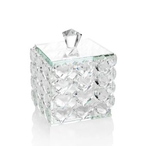 Scatola Portaoggetti in Cristallo a Forma di Cuori – Design Diamantato e Coperchio
