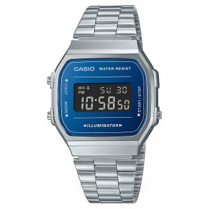 Orologio Casio A168WEM-2BEF Vintage Digitale | Bracciale Acciaio e Quadrante Blu Metallo | Casio Illuminator Retrò