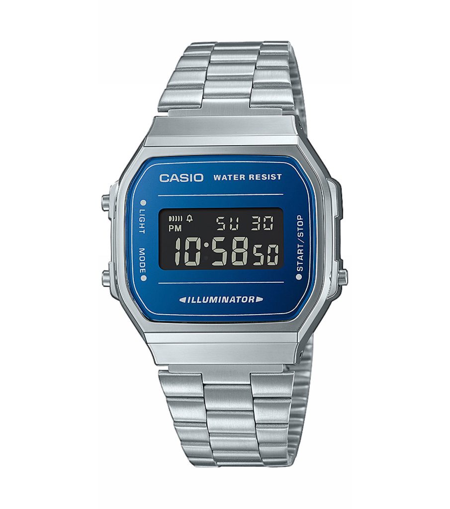 Orologio Casio A168WEM-2BEF Vintage Digitale | Bracciale Acciaio e Quadrante Blu Metallo | Casio Illuminator Retrò