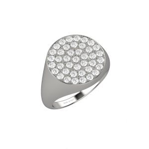 Anello Sigillo in Oro Bianco 18kt con Pavé di Diamanti di Nardelli FA1603
