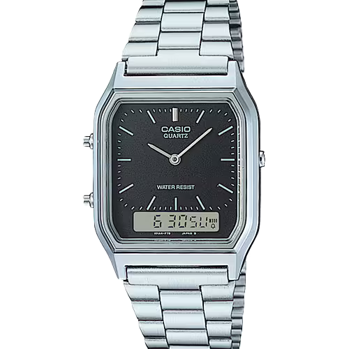 Orologio Casio AQ-230A-1DMQ Analogico Digitale | Dual Time Allarme Crono | Acciaio Silver Retrò Unisex | Casio Collection
