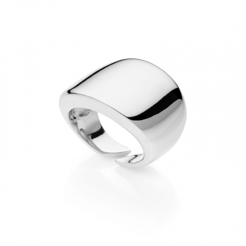 Anello Bombato UNOAERRE Bronzo Argentato | Fascia Larga Chunky Liscia | Gioiello Dome Ring Made in Italy