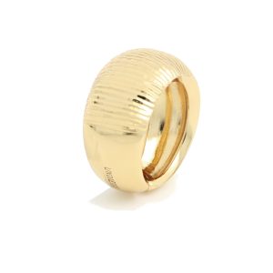 Anello Fascia Bombata UNOAERRE Bronzo Dorato | Design Rétro a Costine | Gioiello Chunky Made in Italy