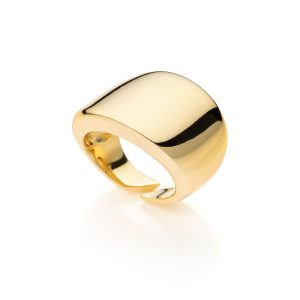 Anello Bombato UNOAERRE Bronzo Dorato | Lavorazione a Riga Chunky | Gioiello Statement Made in Italy