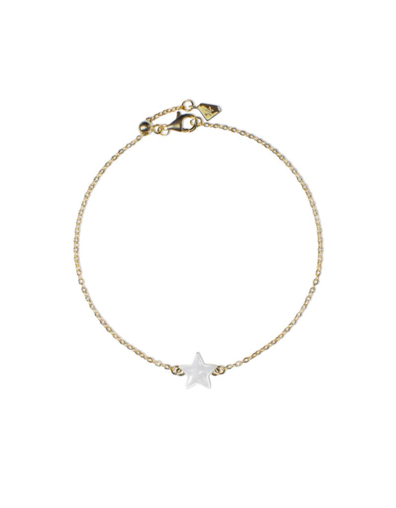 Bracciale Donna Catena Sottile ARGENTO | B1P-YG04 Stella Madreperla Bianca Minimalista