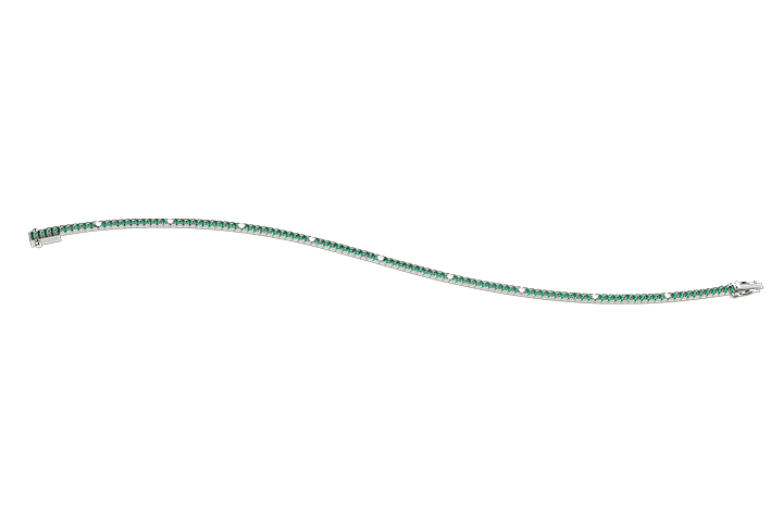 Bracciale Tennis Nardelli in Oro Bianco con Diamanti e Smeraldi - Lusso Naturale Made in Italy