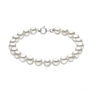 Bracciale Donna Perle Coltivate Bianche con Chiusura Oro Giallo 18kt Made in Italy