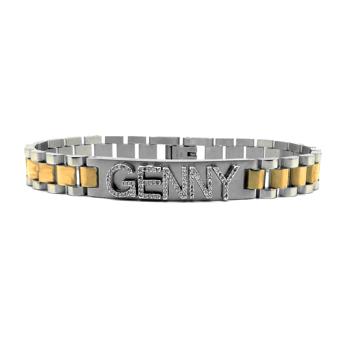 Bracciale personalizzato in acciaio maglia stile Presidente - immagine 3