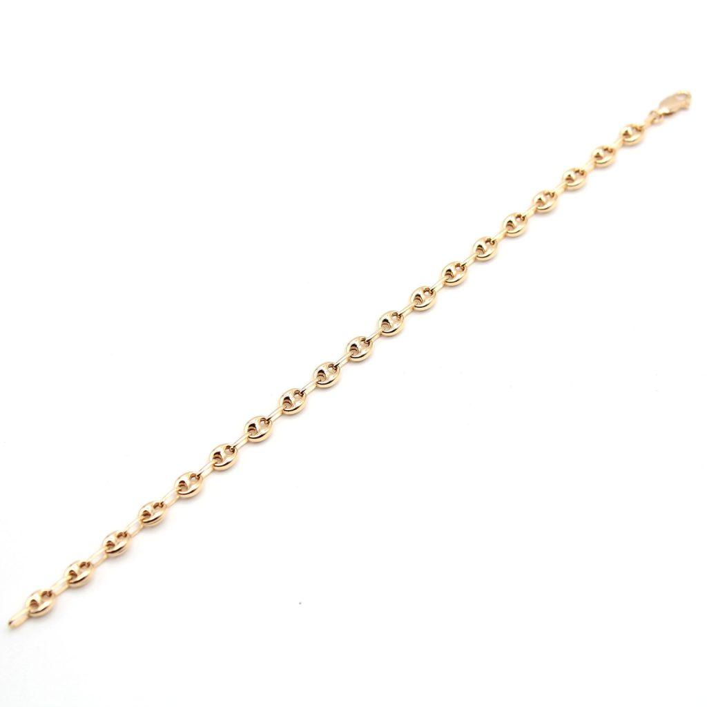 Bracciale in Oro Giallo 18 Carati Made in Italy - Maglia Chicco di Caffè (Marina) Luminosa