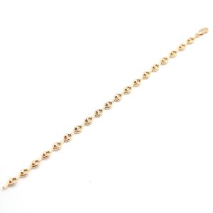 Bracciale in Oro Giallo 18 Carati Made in Italy - Maglia Chicco di Caffè (Marina) Luminosa