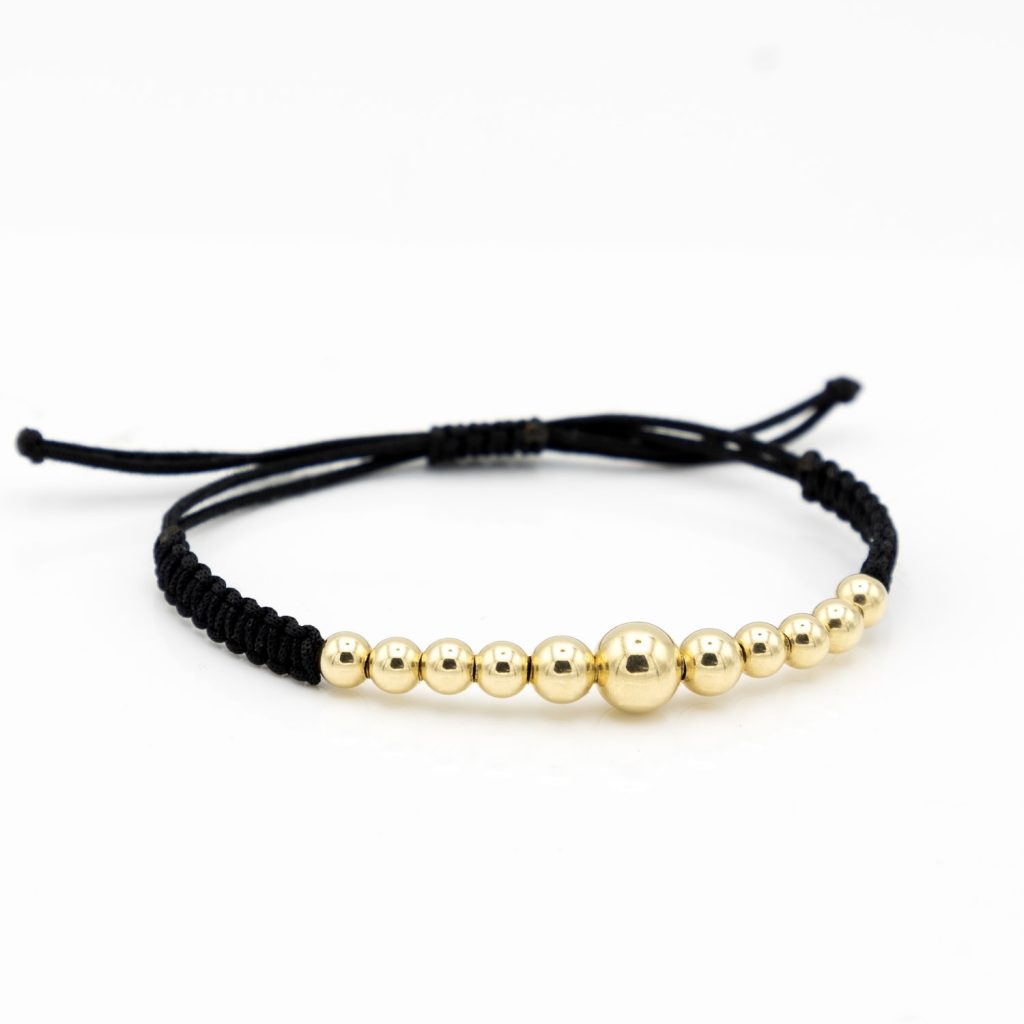 Bracciale oro Elegance sfere Lucide in oro 18 kt con cordino