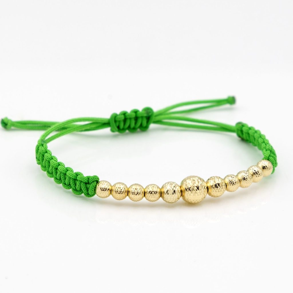 Bracciale oro Elegance sfere Milleluci oro 18kt con cordino colorato