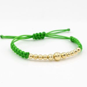 Bracciale oro Elegance sfere Milleluci oro 18kt con cordino colorato