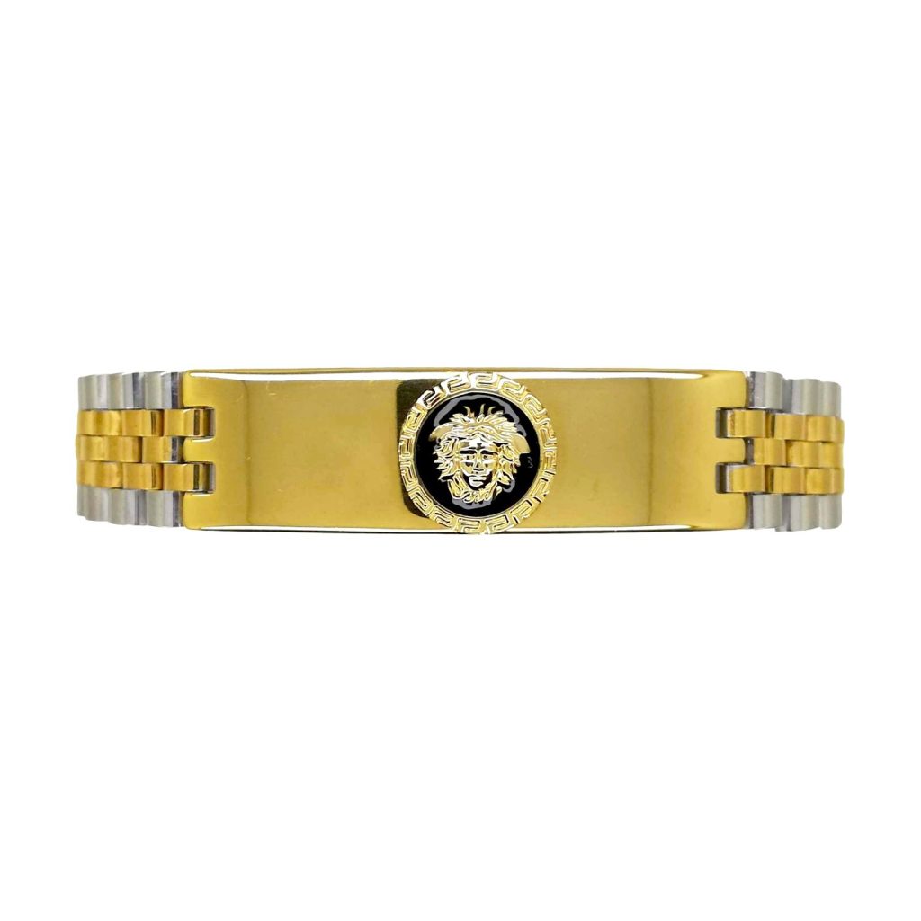 Bracciale in acciaio bicolore con piastra e medusa