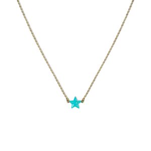 Collana Donna Catena Sottile C1P-YG02 ARGENTO DORATO | Stella Turchese Minimalista