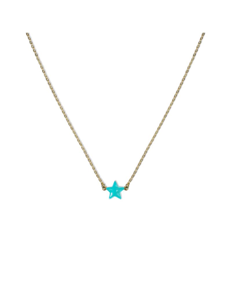 Collana Donna Catena Sottile C1P-YG02 ARGENTO DORATO | Stella Turchese Minimalista