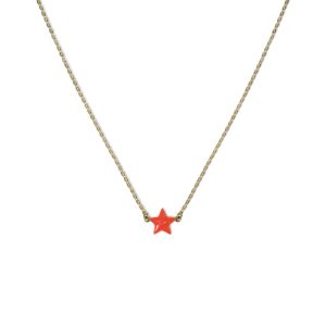 Collana Donna Catena Sottile C1P-YG03 ARGENTO DORATO | Stella Arancione | Gioiello Tendenza