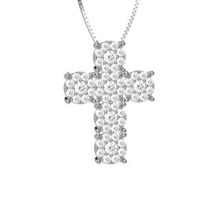 Catenina con Ciondolo Croce Nardelli in Oro Bianco e Pavé di Diamanti - Fede e Luminosità Made in Italy EL1030