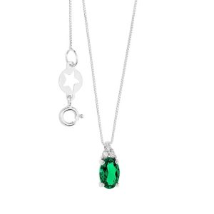 Collana donna Comete in Oro Smeraldo ovale e Diamanti GLB 1617