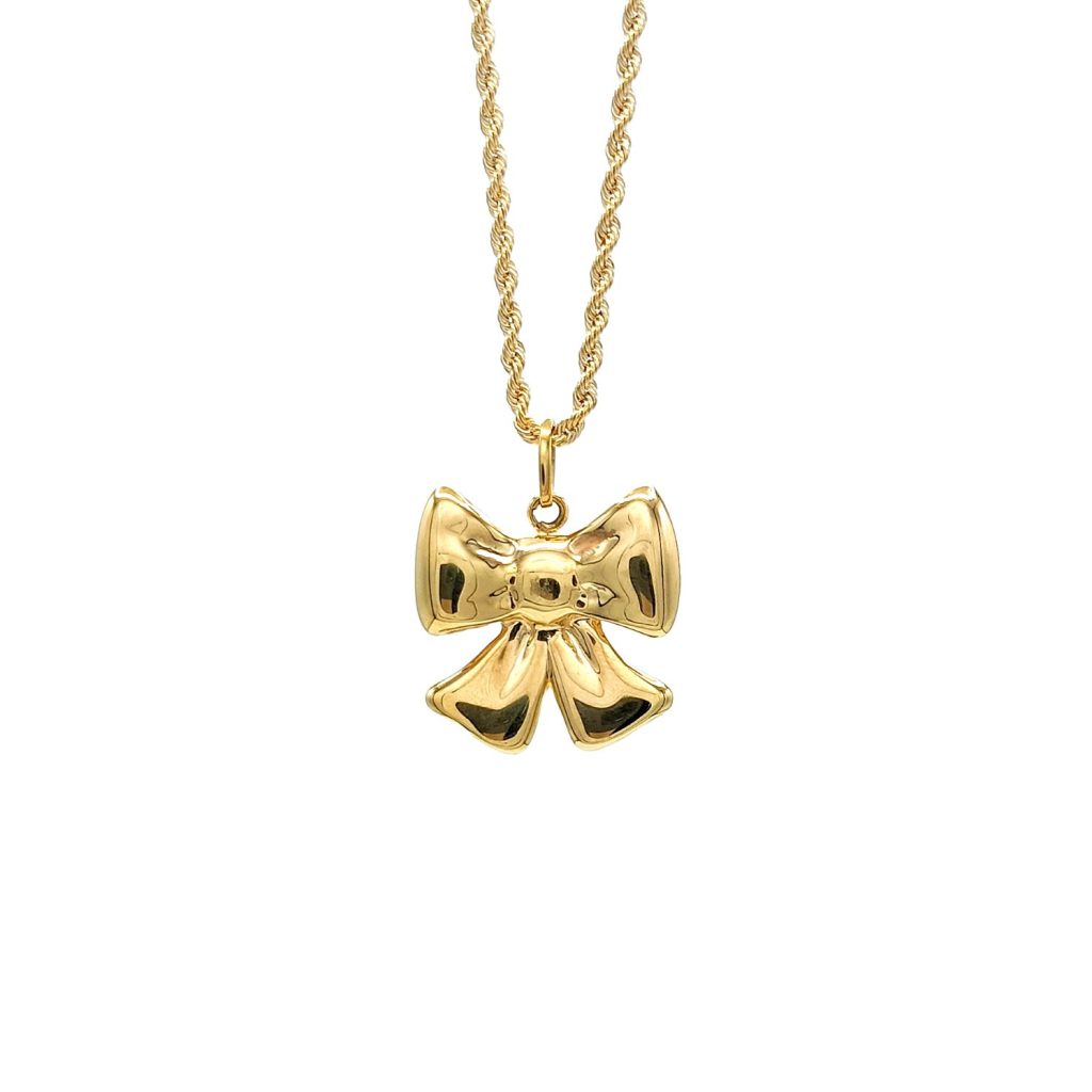 Collana donna con ciondolo fiocco in oro 18 carati