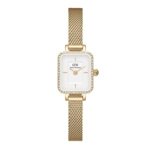 Orologio Daniel Wellington DW00100730 Donna Quadro Mini Oro con Cristalli e Cinturino in Maglia Mesh