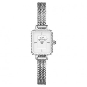 Orologio Daniel Wellington DW00100732 Donna Quadro Mini Argento con Cristalli e Cinturino in Maglia Mesh