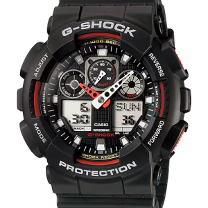 Orologio Casio G-Shock GA-100-1A4ER Analogico Digitale Nero/Rosso | Resistenza Urti 200M | Oversize Militare Unisex