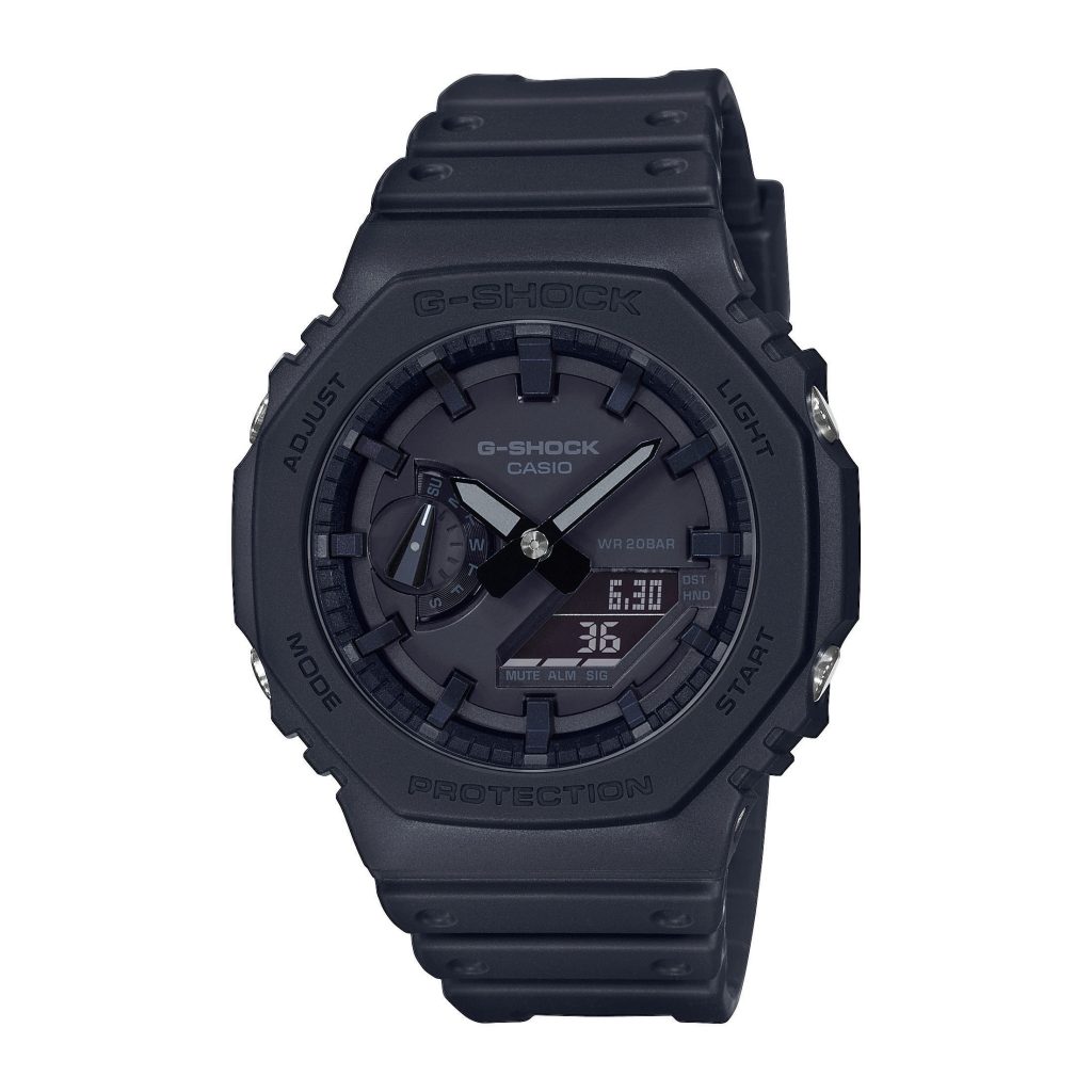 Orologio Casio G-Shock GA-2100-1A1 "Casioak" Total Black | Analogico Digitale Carbon Core Guard | Resistenza Urti 200M Stealth