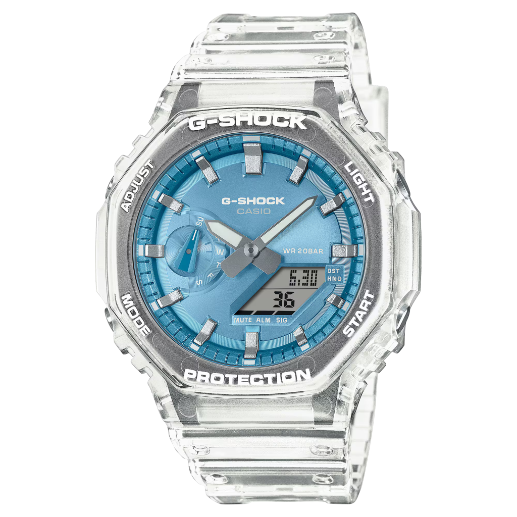 Orologio Casio G-Shock GA-2100BM-7A2 "Casioak" Trasparente Blu | Carbon Core Guard | Analogico Digitale 200M Moda Unisex