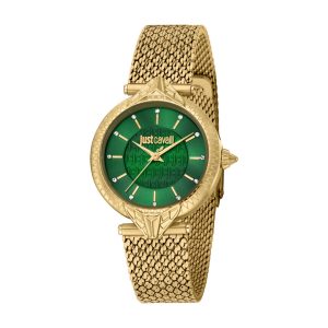 Orologio Just Cavalli JC1L237M0065 Donna, Quadrante Verde Smeraldo, Bracciale Mesh Oro e Cristalli