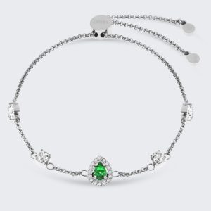 Elegante Bracciale Donna Liu Jo Essential in Acciaio Argento con Cristallo Verde a Goccia