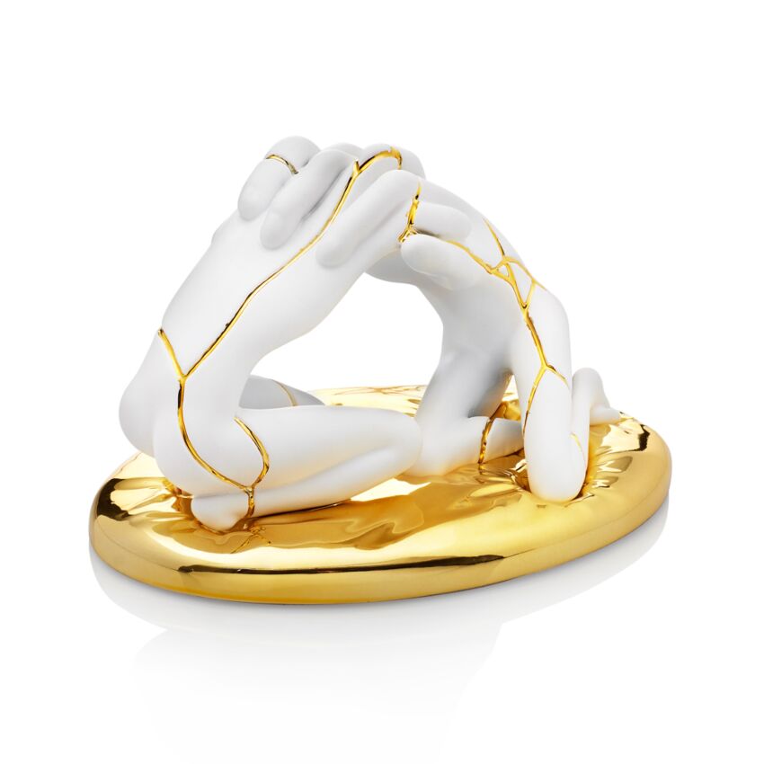 OTTAVIANI Scultura abbraccio "kintsugi" bianca 23399KB