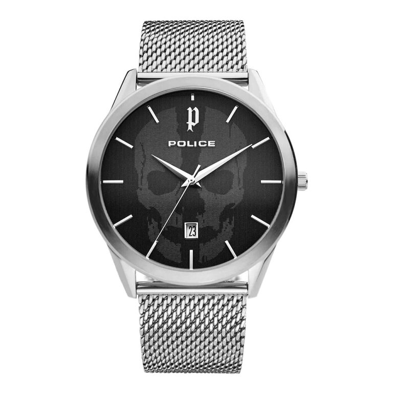 Orologio Uomo Police PL15305JS.02MMA Teschio Nero Acciaio | Bracciale Maglia Milanese