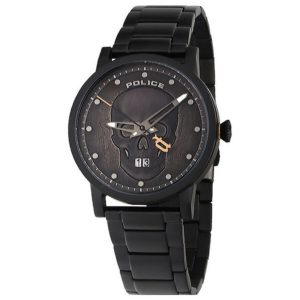 Orologio Uomo Police PL15404JSB.02MA Teschio e Data | Total Black | Design Statement e Rock