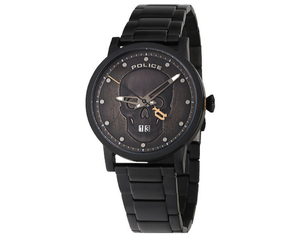 Orologio Uomo Police PL15404JSB.02MA Teschio e Data | Total Black | Design Statement e Rock