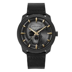 Orologio Uomo Police PL15714JSB.61 Teschio 3D Total Black e Oro | Design Rock Statement