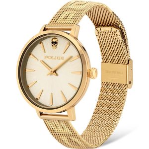 Orologio Police PL16035MSG-22MM Uomo/Unisex Oro Rosa | Teschio Elegante | Bracciale Maglia Milanese