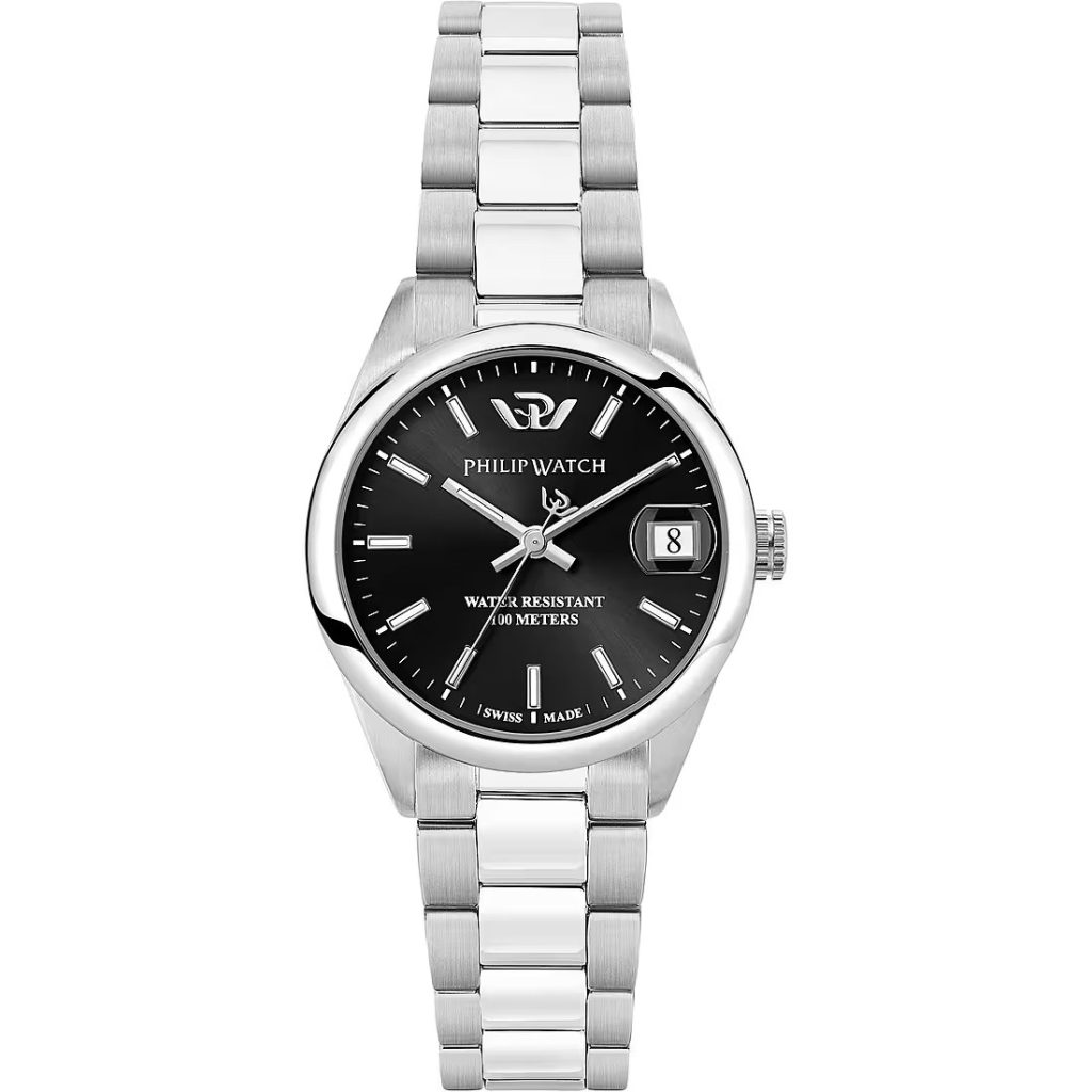 Orologio Philip Watch R8253597623 Roma Acciaio, Quadrante Nero Sunray, Bracciale Maglie Piatte | Swiss Made 100M