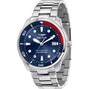 Orologio Uomo Sector No Limits 670 Blu Acciaio Lunetta Rossa Subacqueo Data
