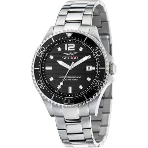 Orologio Uomo Sector No Limits 230 Acciaio Nero Lunetta Girevole Data