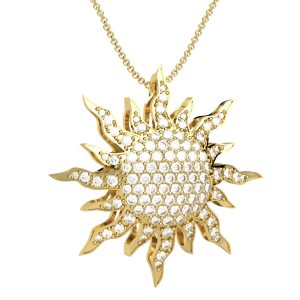 Nardelli Pendente Sole Grande in Oro 18 Carati e Diamanti - Made in Italy