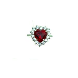 Anello Cuore Rosso in Oro 18 Carati