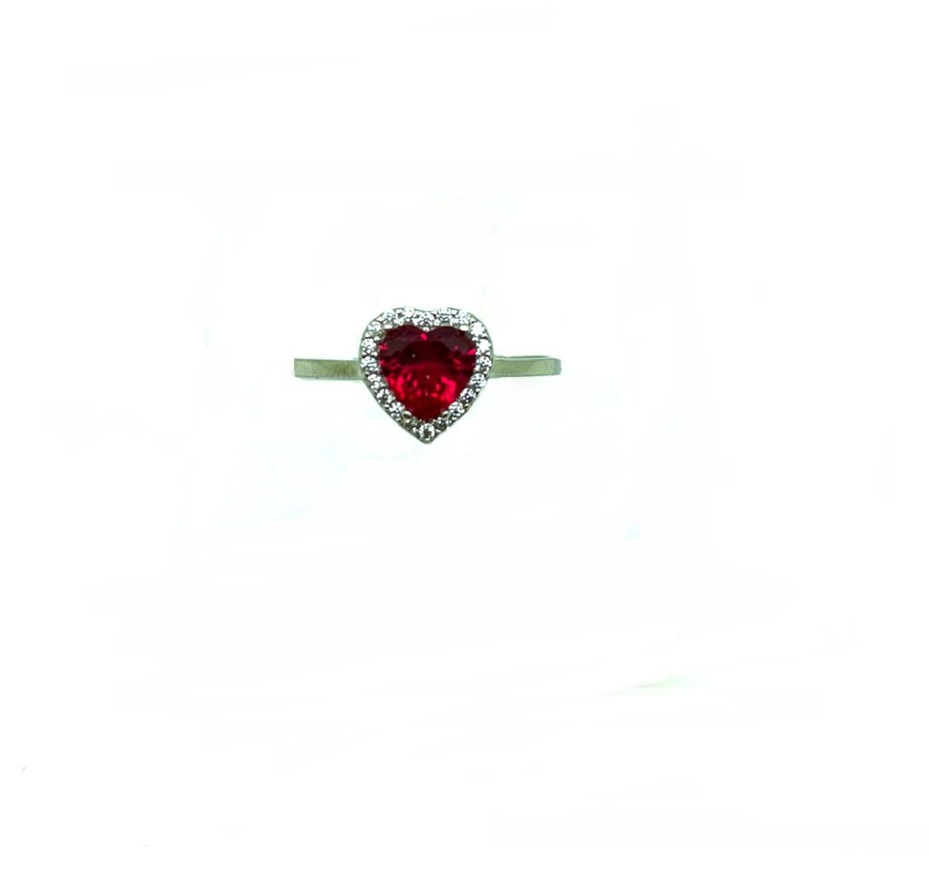 Anello Cuore Rosso in Oro 18 Carati