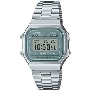 Orologio Casio A168WA-3AYES Vintage Digitale | Illuminator Display Verde Acqua | Acciaio Silver | Icona Retrò Unisex