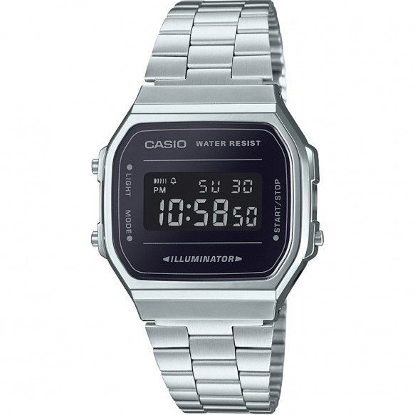 Orologio Casio A168WEM-1EF Vintage Digitale Display Negativo | Illuminator Acciaio Silver | Classico Unisex Retrò