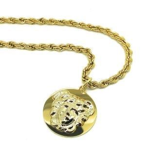 Collana in acciaio dorato con medusa VRS3
